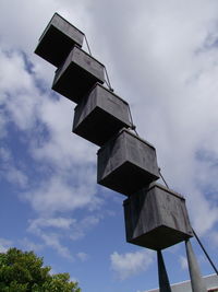 Low angle view of basketball hoop against sky