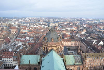 High angle view of cityscape against sky