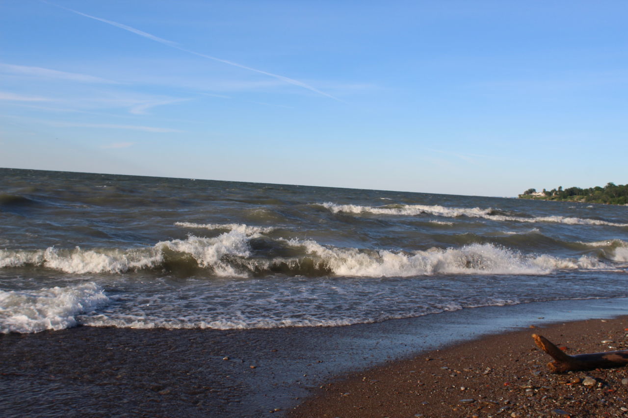 SCENIC VIEW OF BEACH AGAINST BLUE SKY