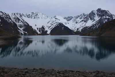 Scenic view of frozen lake against sky