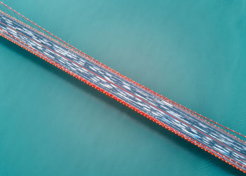 Aerial view of cars moving on bridge over yangtze river