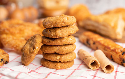 Close-up of cookies on table