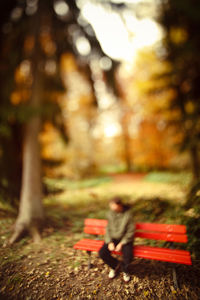 Woman sitting on bench in park