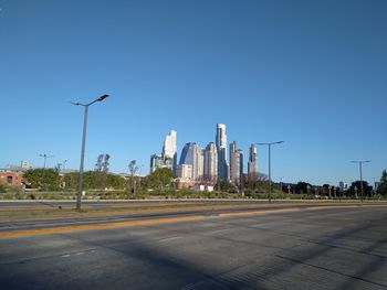 City street against blue sky