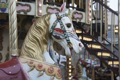 Horse sculpture at carousel ride