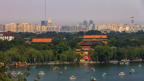 Buildings in lake