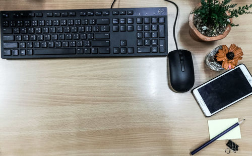High angle view of laptop on table
