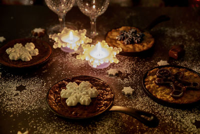 Close-up of ice cream on table