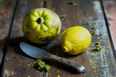 Close-up of fruits on table