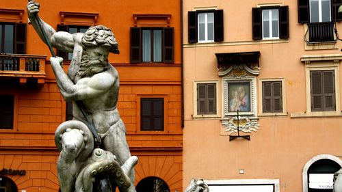 Historic building and statue