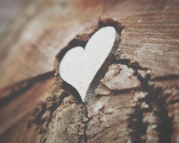 Close-up of heart shape on wood
