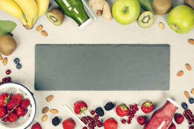 High angle view of fruits on table