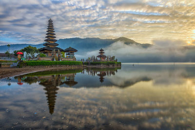 Reflection of temple in lake