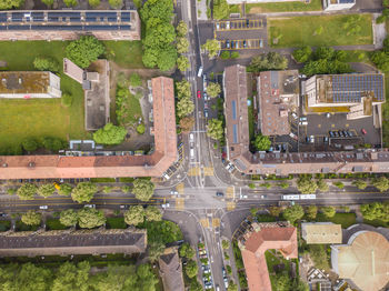 High angle view of cars on street in city