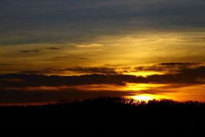 Scenic view of silhouette landscape against sky at sunset