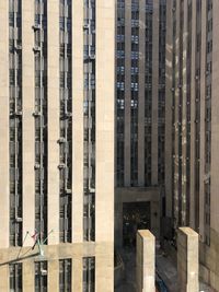 High angle view of modern buildings in city