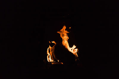 Close-up of bonfire at night