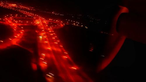 Close-up of illuminated lights at night