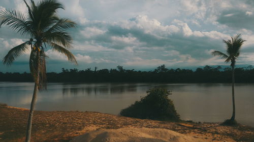 Scenic view of lake against sky