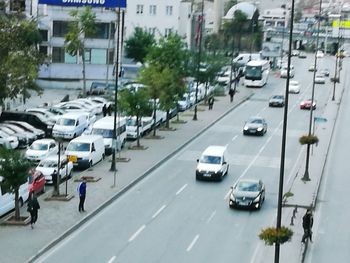 High angle view of traffic on city street