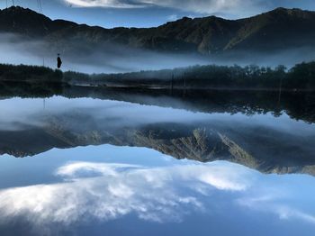 Reflection of clouds in lake against sky