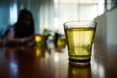 Glass of drinking glasses on table