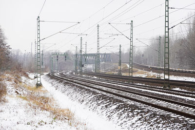 Railroad tracks during winter