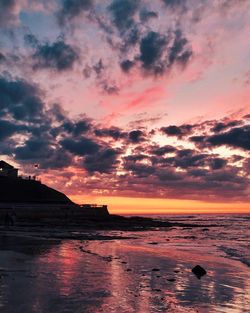 Scenic view of sea against sky during sunset