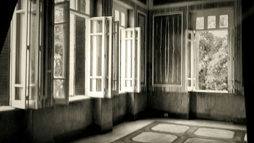 View of building through window