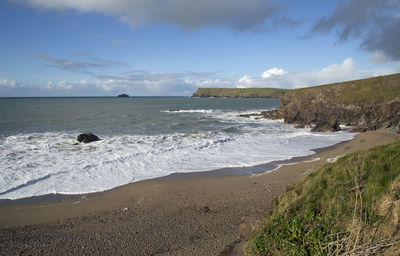 Scenic view of beach against sky