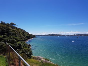 View of sea against blue sky
