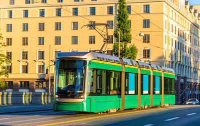 View of cable car against buildings in city