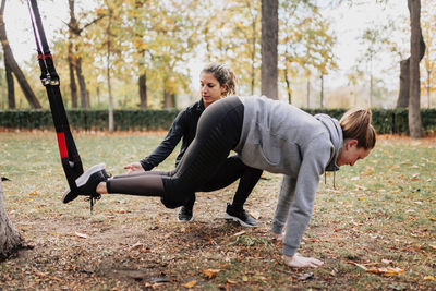 Women in park during autumn