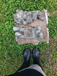 Low section of woman standing on grass
