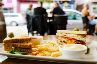 Close-up of food on table