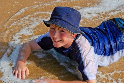 My young son enjoying the shallows at gunnamatta beach