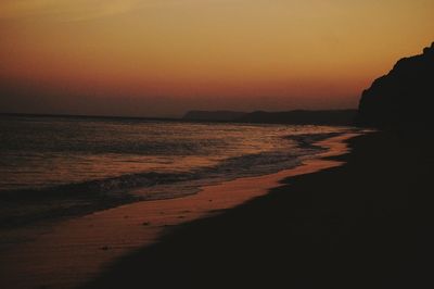 Scenic view of beach during sunset