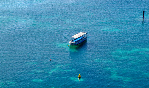 High angle view of boat in sea