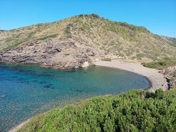 Scenic view of sea against clear sky