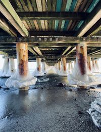 Architectural detail of bridge during winter