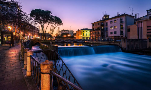 Sunset in treviso at ponte san martino bridge over sile river