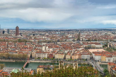 View of lyon from basilica of notre-dame de fourviere hill, frane