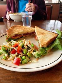 Close-up of breakfast served on table