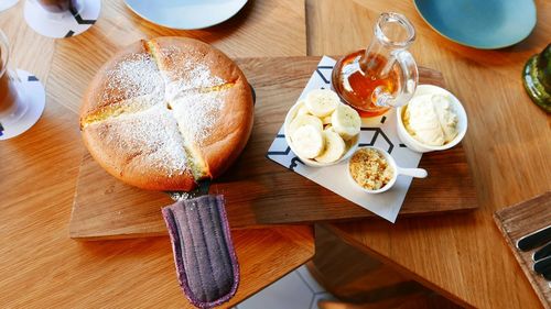 Close-up of food on wooden table