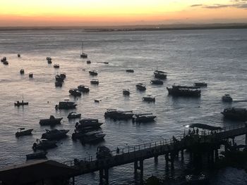 Scenic view of sea against sky at sunset