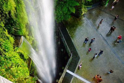 High angle view of people on fountain