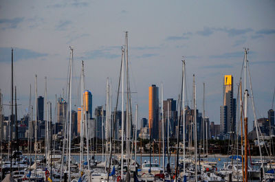 View of cityscape at dusk