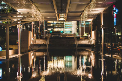 Reflection of illuminated lights in water