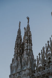Low angle view of temple building against clear sky