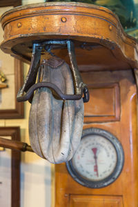 Close-up of punching bag hanging